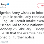 Nigerian Army Postpones Recruitment Exercise: New Date